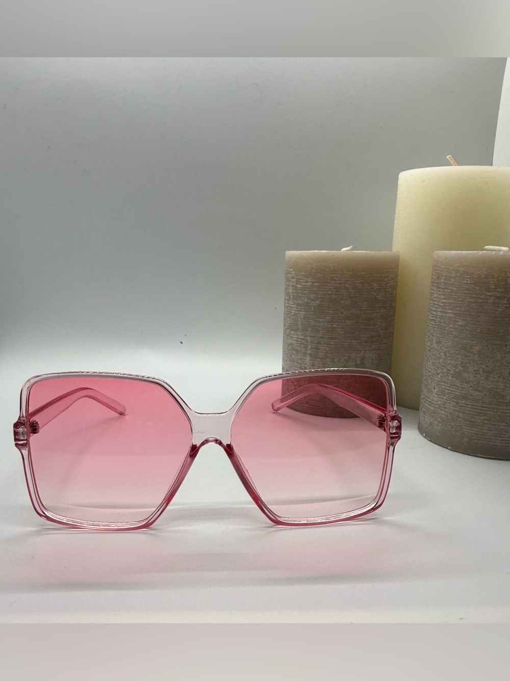Oversized Pink Square Sunglasses Y2K